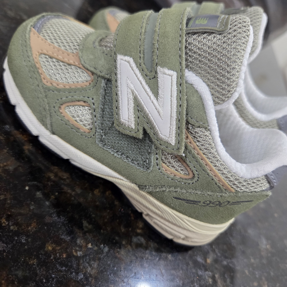 New Balance Kids' Olive and Beige Sneakers